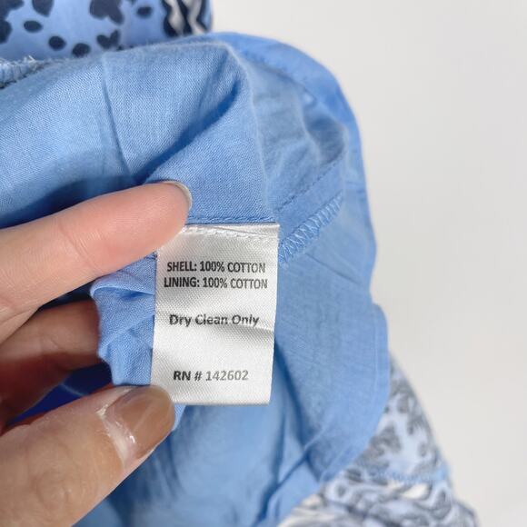 Sail To Sable XS Blue White Floral Print Mini Dress Puff Sleeves Fit and Flare - Picture 9 of 9